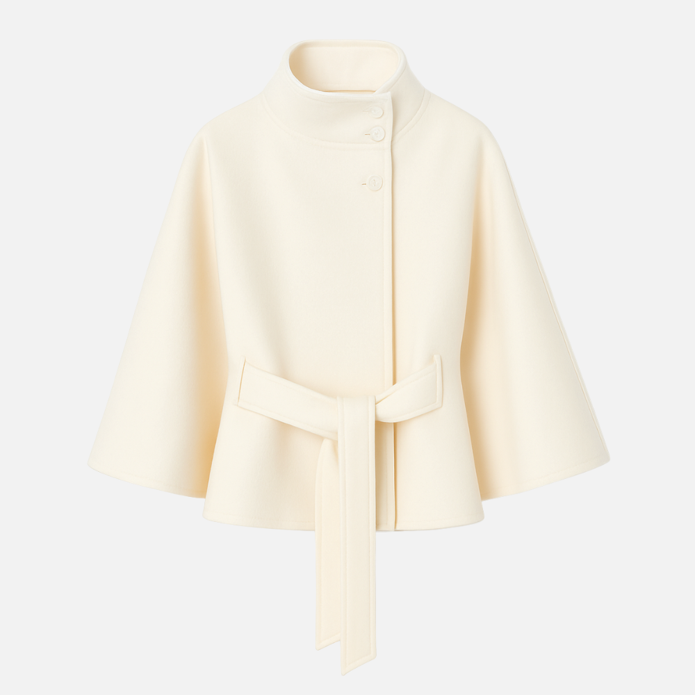 Capa Abrigo Con Cinturón Negra